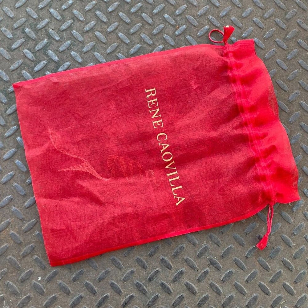 Rene Caovilla Dust Bag Red Organza Fabric Draw String Storage Bag Authentic